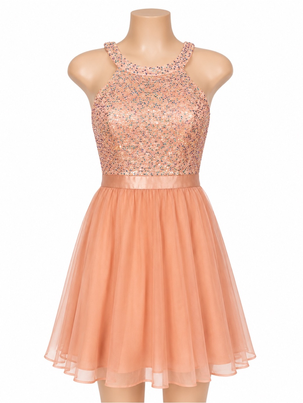 Dressystar Women’s Size Medium Pink Sparkle Halter Dress Tulle NWT